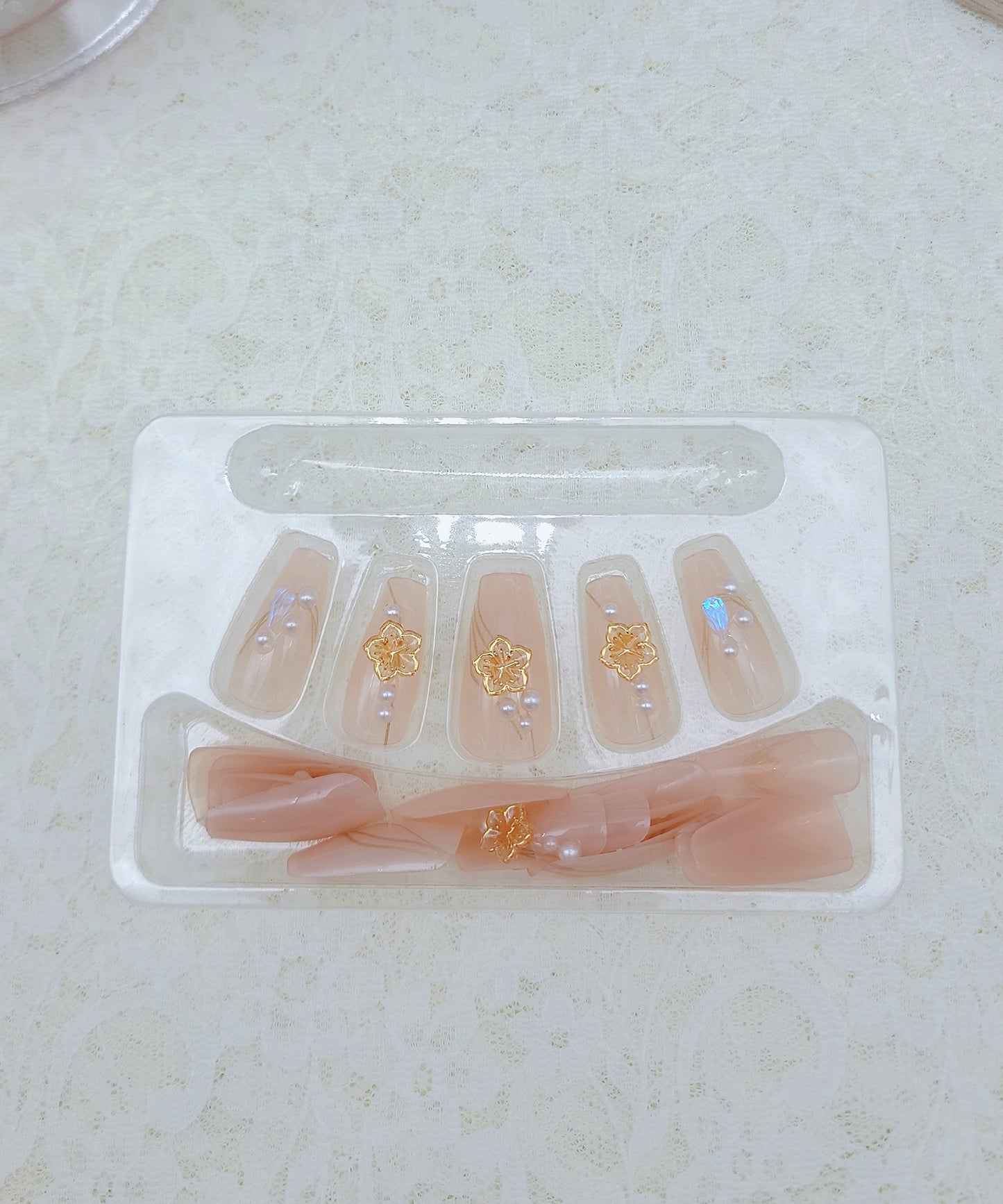 バラエティ フレンチ ビジュー コフィン ネイルチップ
