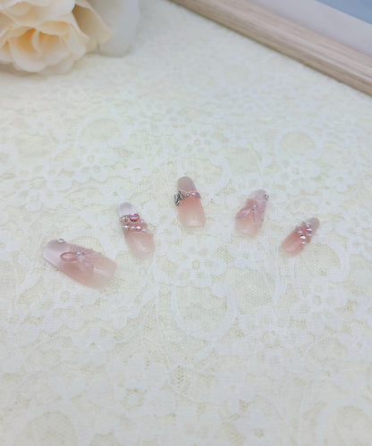 3D バタフライ ビジューライン フレンチ ネイルチップ