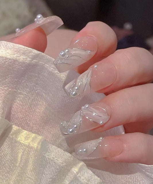 メニー パール フラワー ペタル ネイルチップ