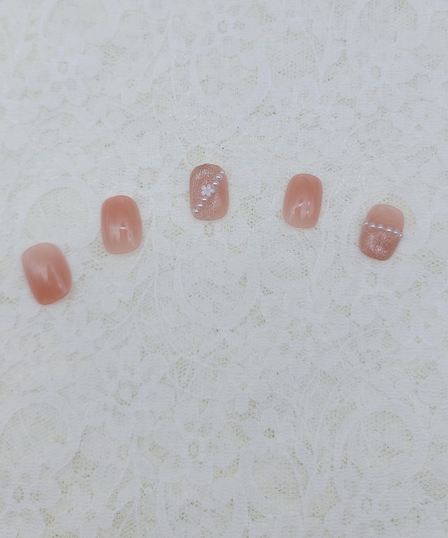 フラワー パール ラメスクエア ネイルチップ