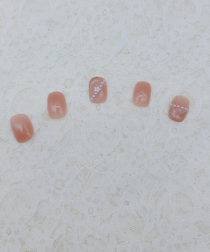 フラワー パール ラメスクエア ネイルチップ