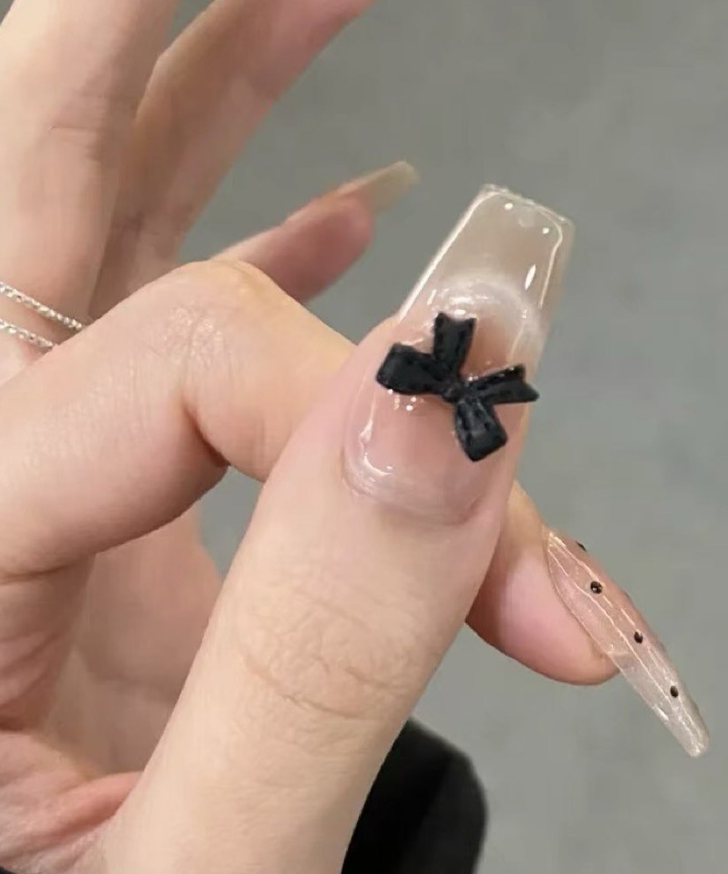 リボン ドット クリア フレンチ ネイルチップ