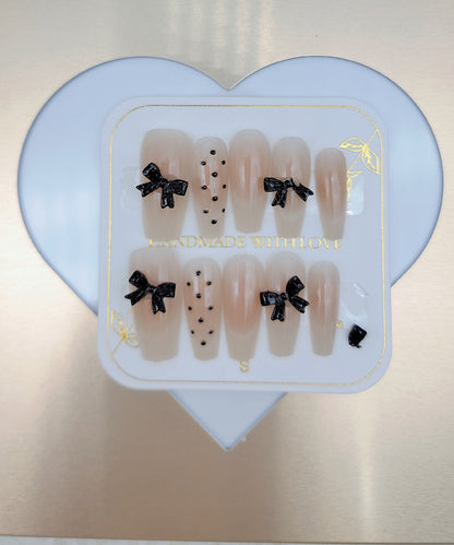 リボン ドット クリア フレンチ ネイルチップ