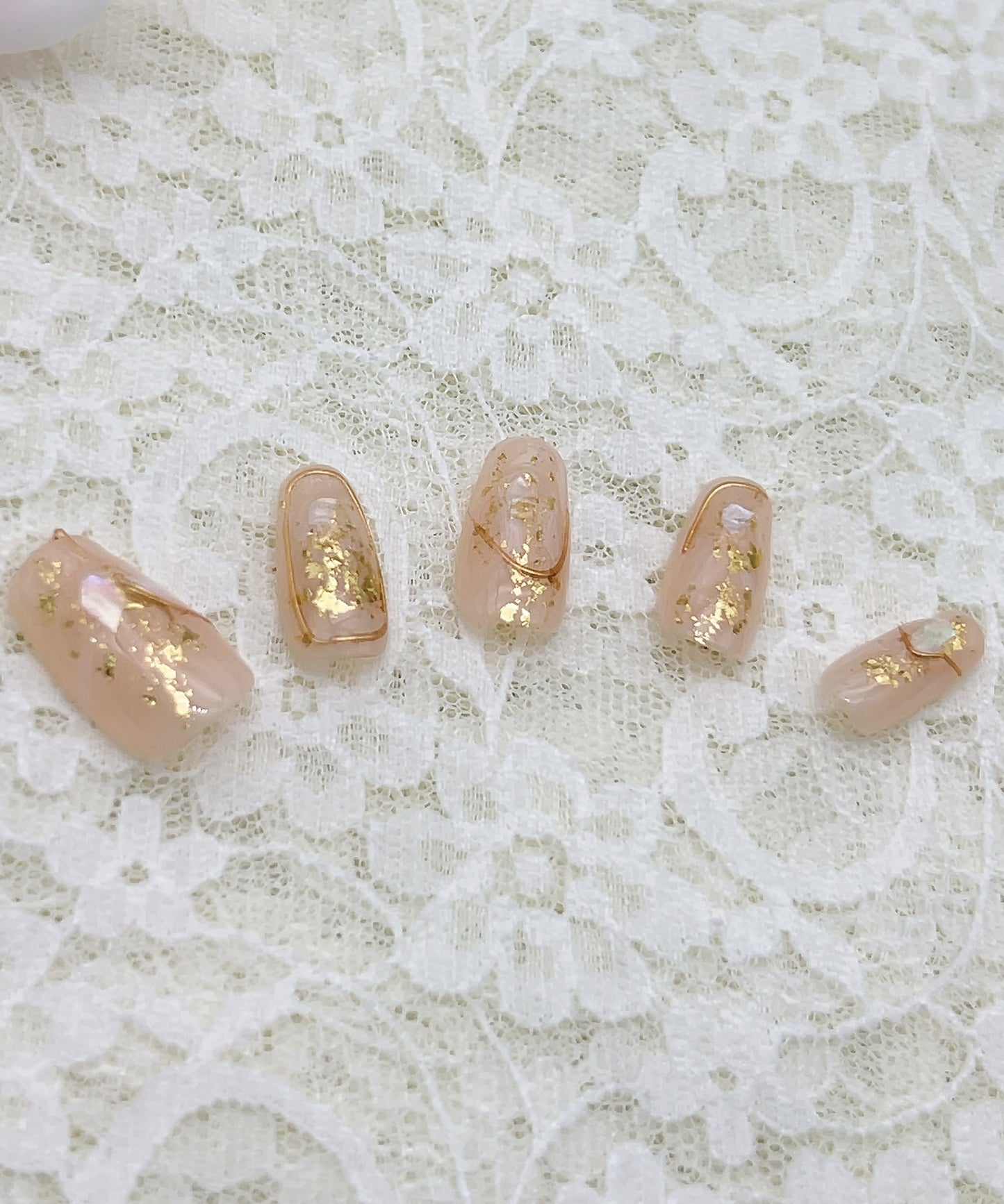 シェル×ラメ クリア フレンチ スクエア ネイルチップ