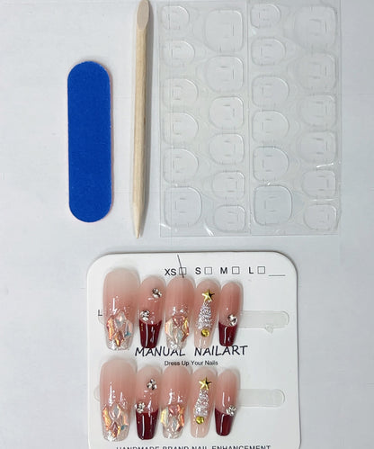ツリー×ビジュー クリア フレンチ ネイルチップ