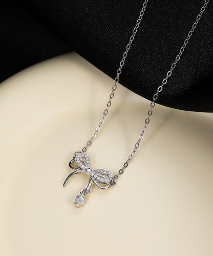 ビジュー付き ダブル リボン チェーン ネックレス