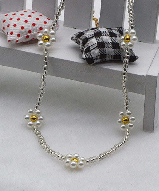 メニー フラワー ショート ビーズ ネックレス