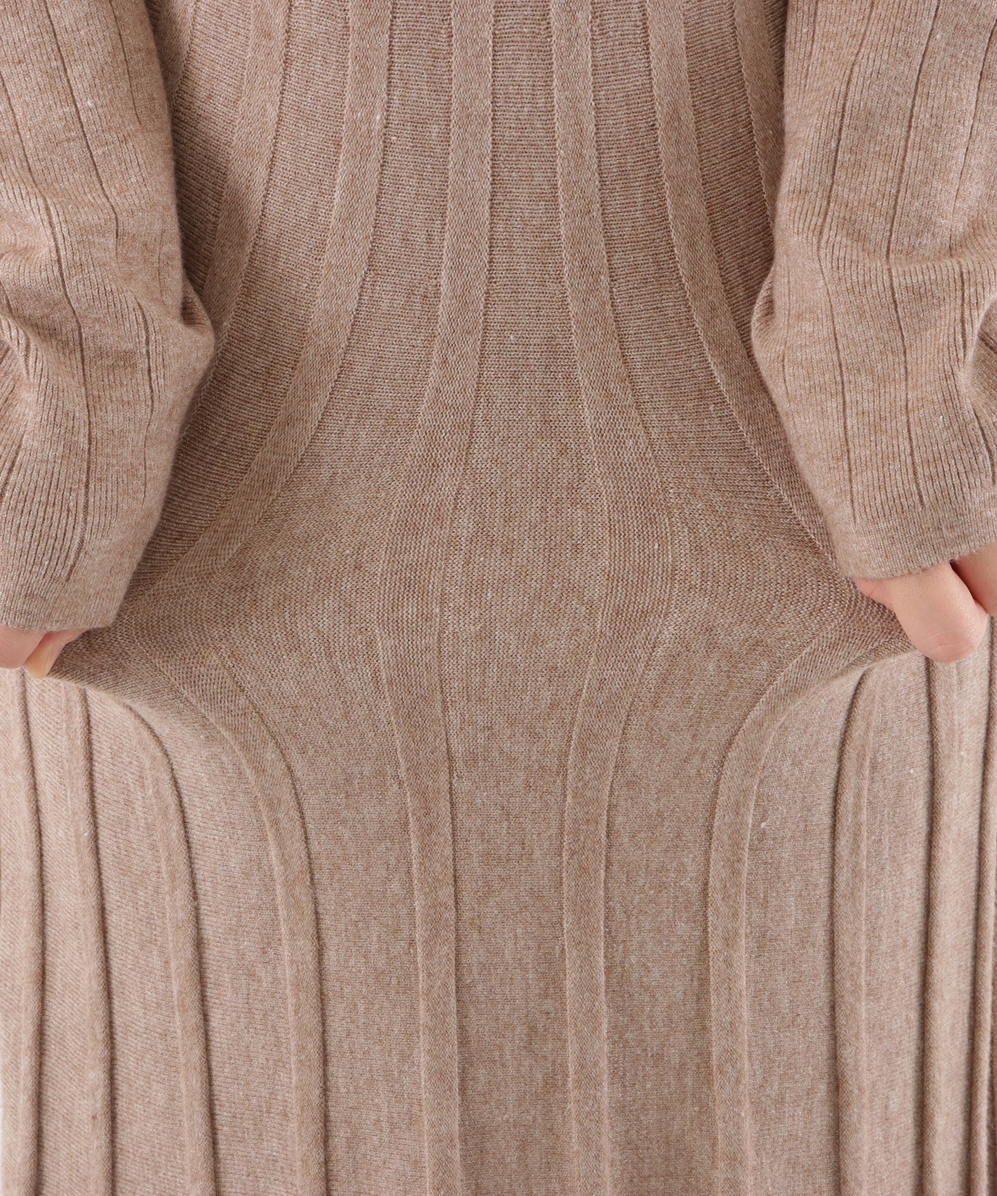 ショルダーフリル切替ニットワンピース