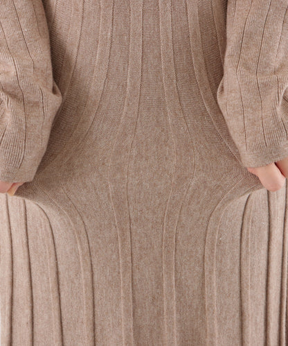 ショルダーフリル切替ニットワンピース