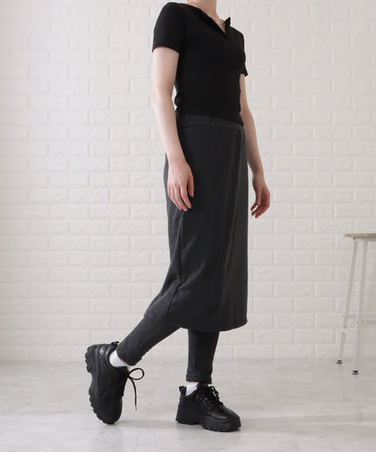 シンプルストレッチニットスカート付きレギンス