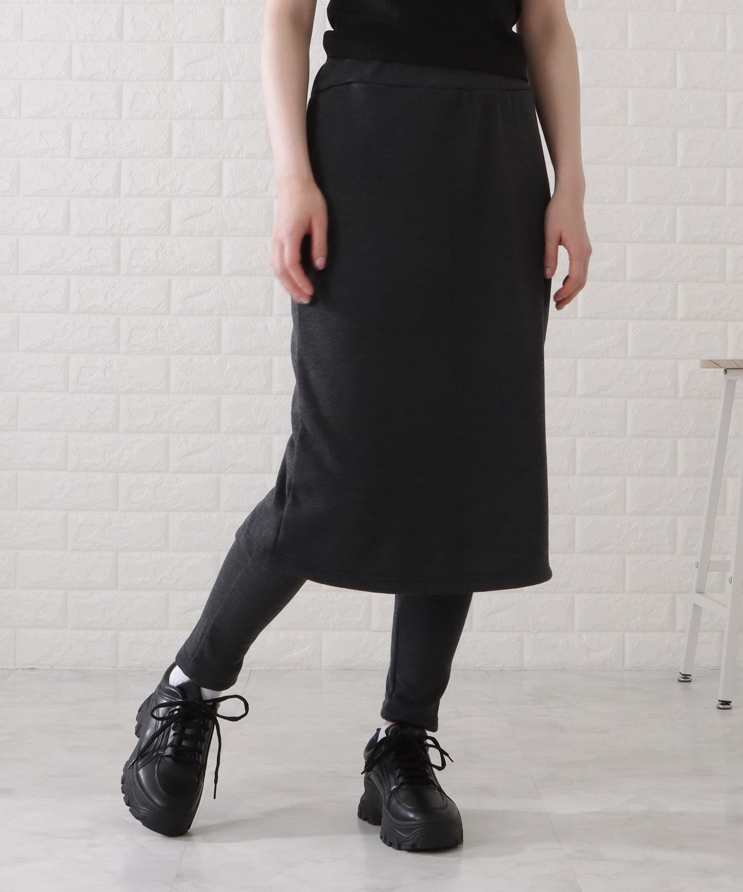 シンプルストレッチニットスカート付きレギンス