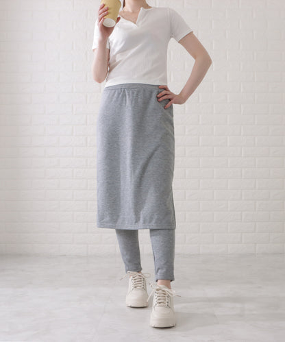 シンプルストレッチニットスカート付きレギンス