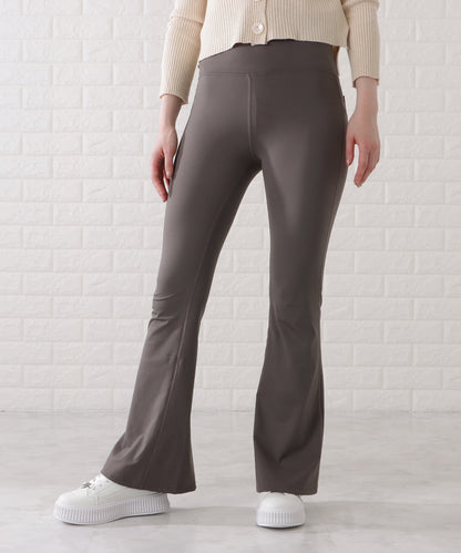 美シルエットシンプルスリムフレアパンツ