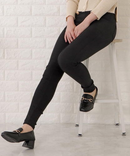 ボタン付きハイウエストストレッチパンツ