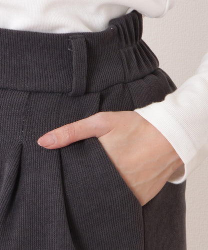 ハイウエストダブルボタンタックワイドパンツ