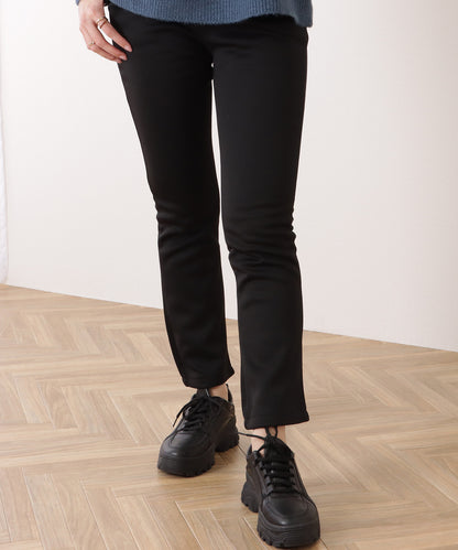 裏起毛ハイウエストストレッチストレートパンツ