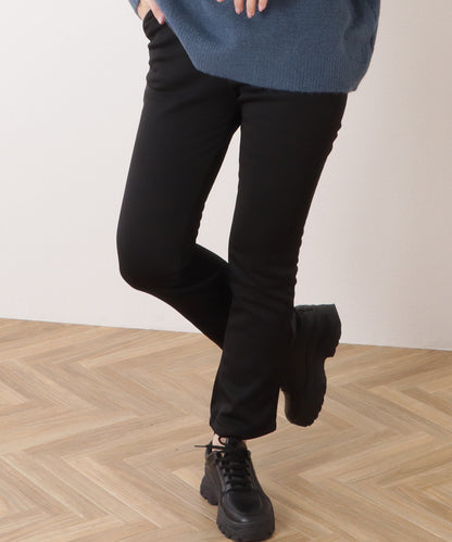 裏起毛ハイウエストストレッチストレートパンツ