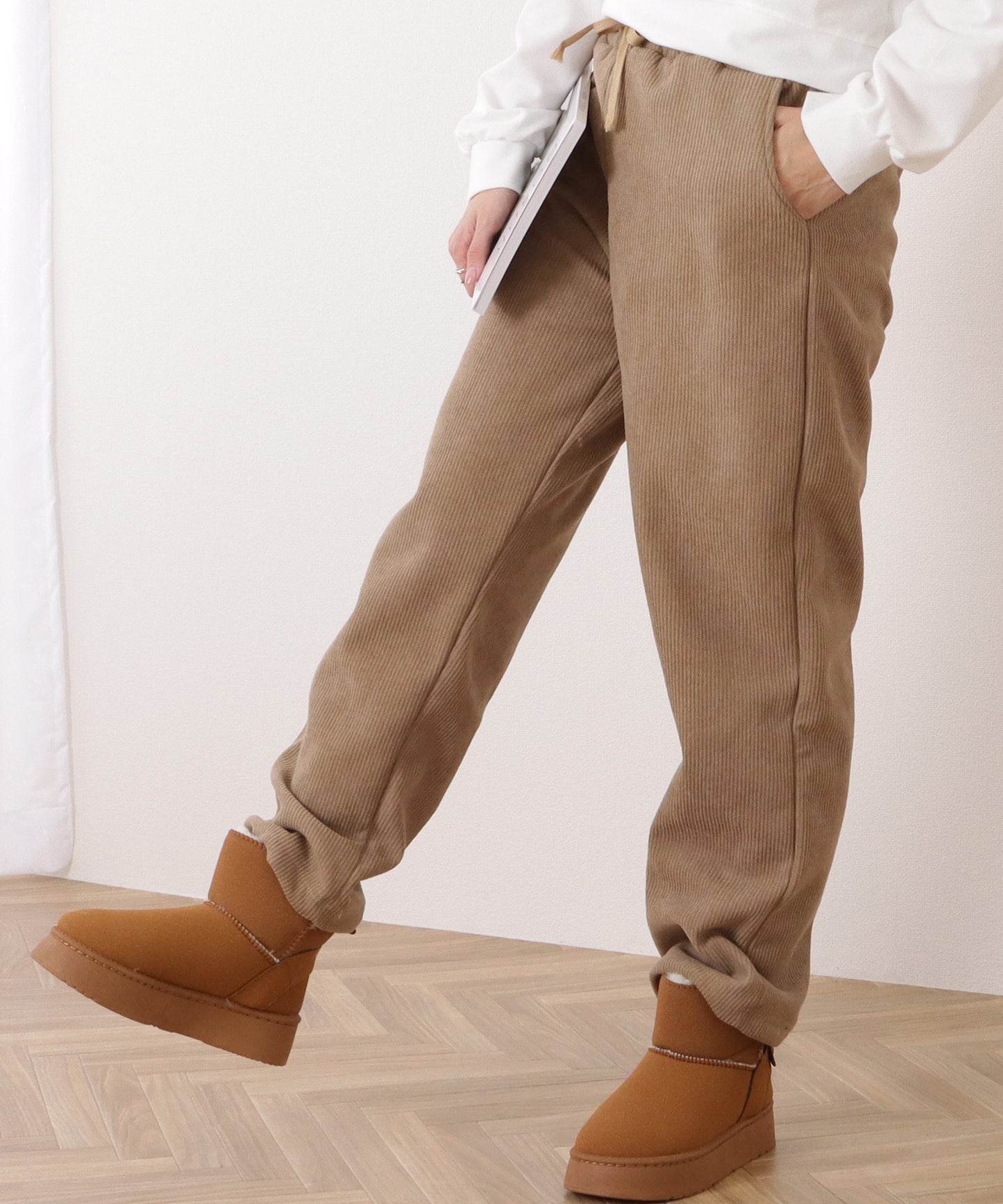 裏起毛コーデュロイストレートイージーパンツ