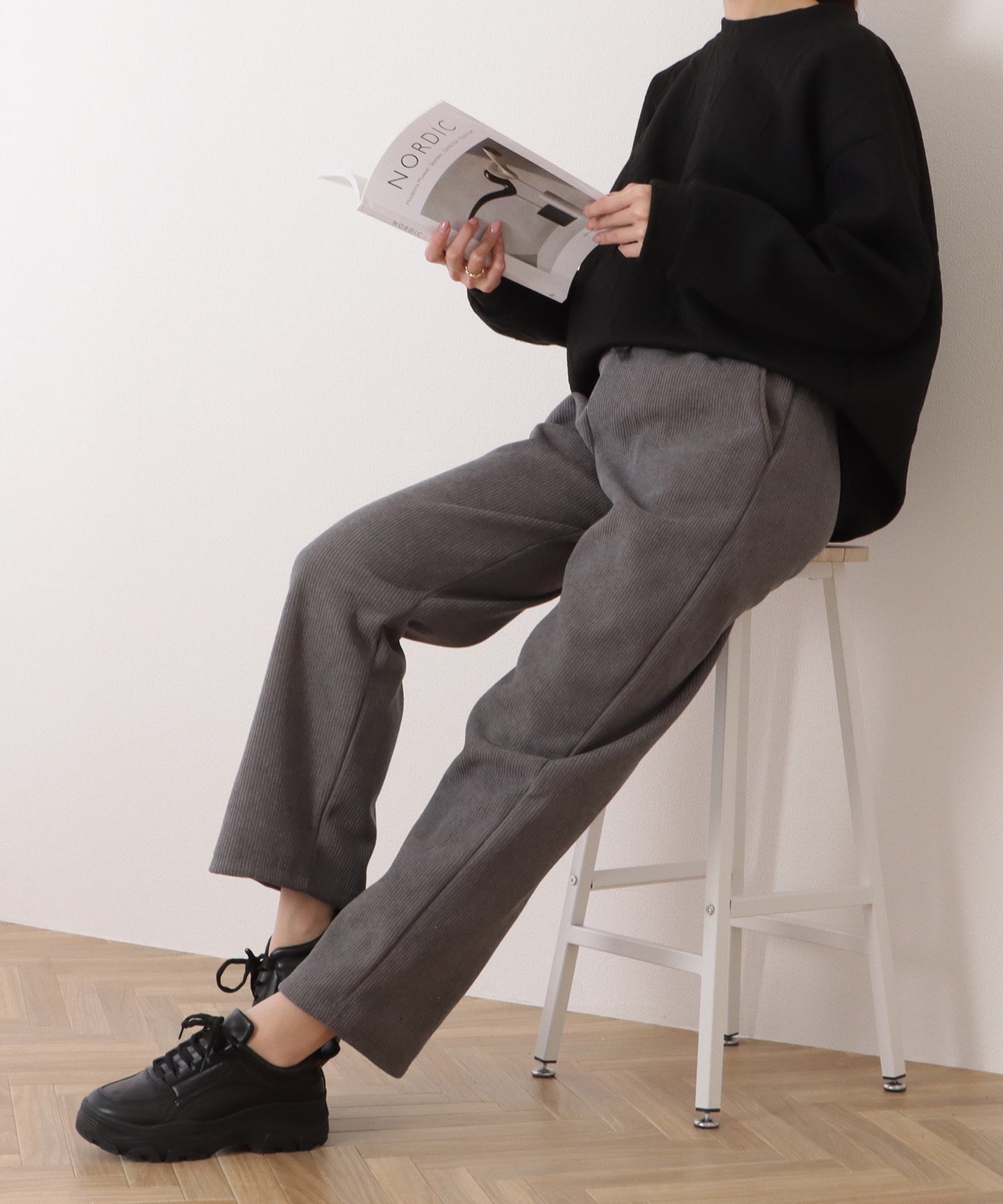 裏起毛コーデュロイストレートイージーパンツ