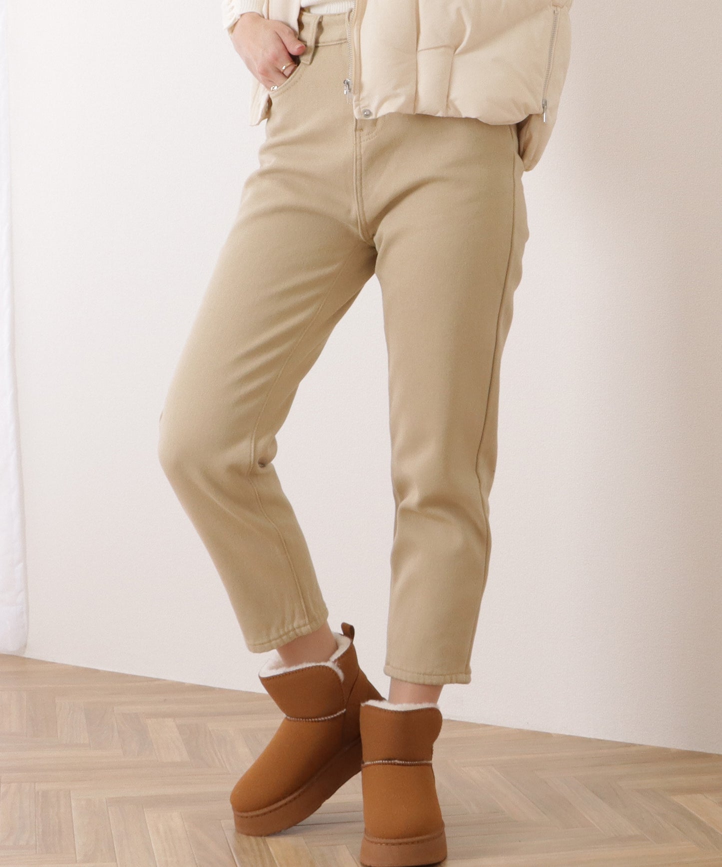 選べる2タイプ ハイウエストストレートデニムパンツ
