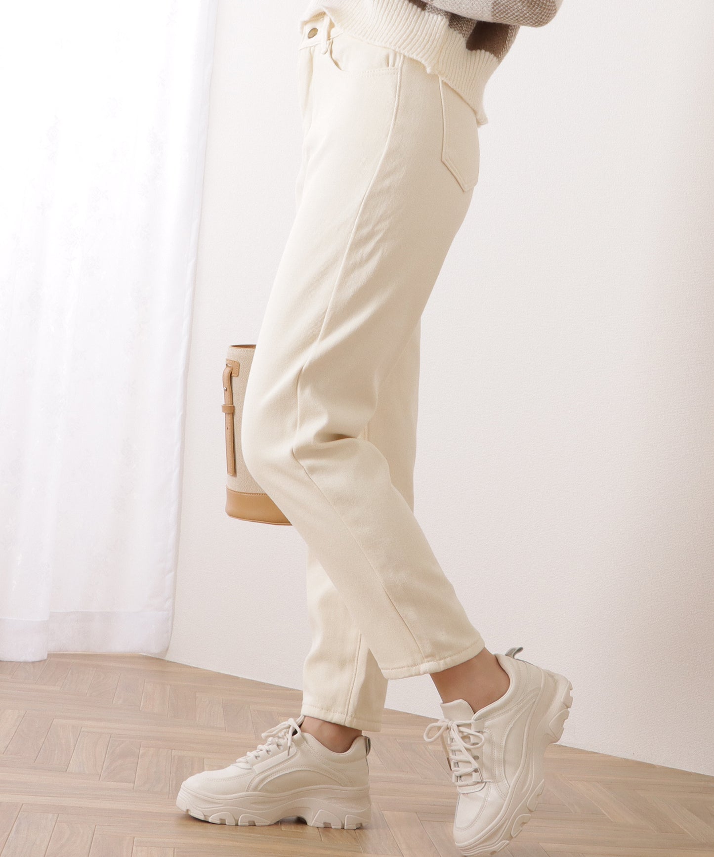 選べる2タイプ ハイウエストストレートデニムパンツ