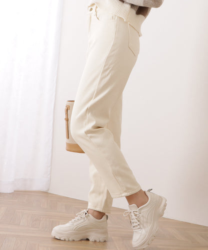選べる2タイプ ハイウエストストレートデニムパンツ