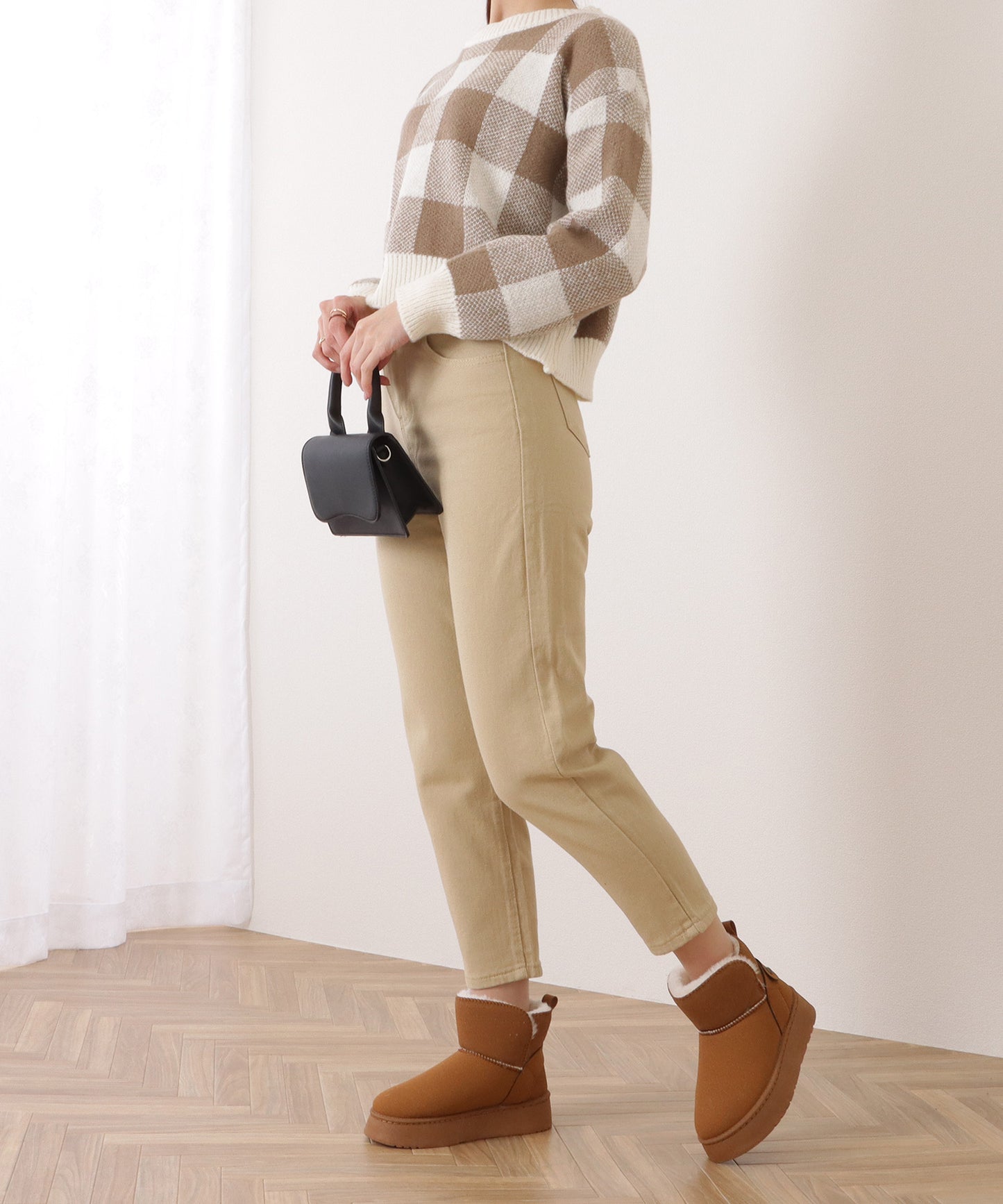 選べる2タイプ ハイウエストストレートデニムパンツ