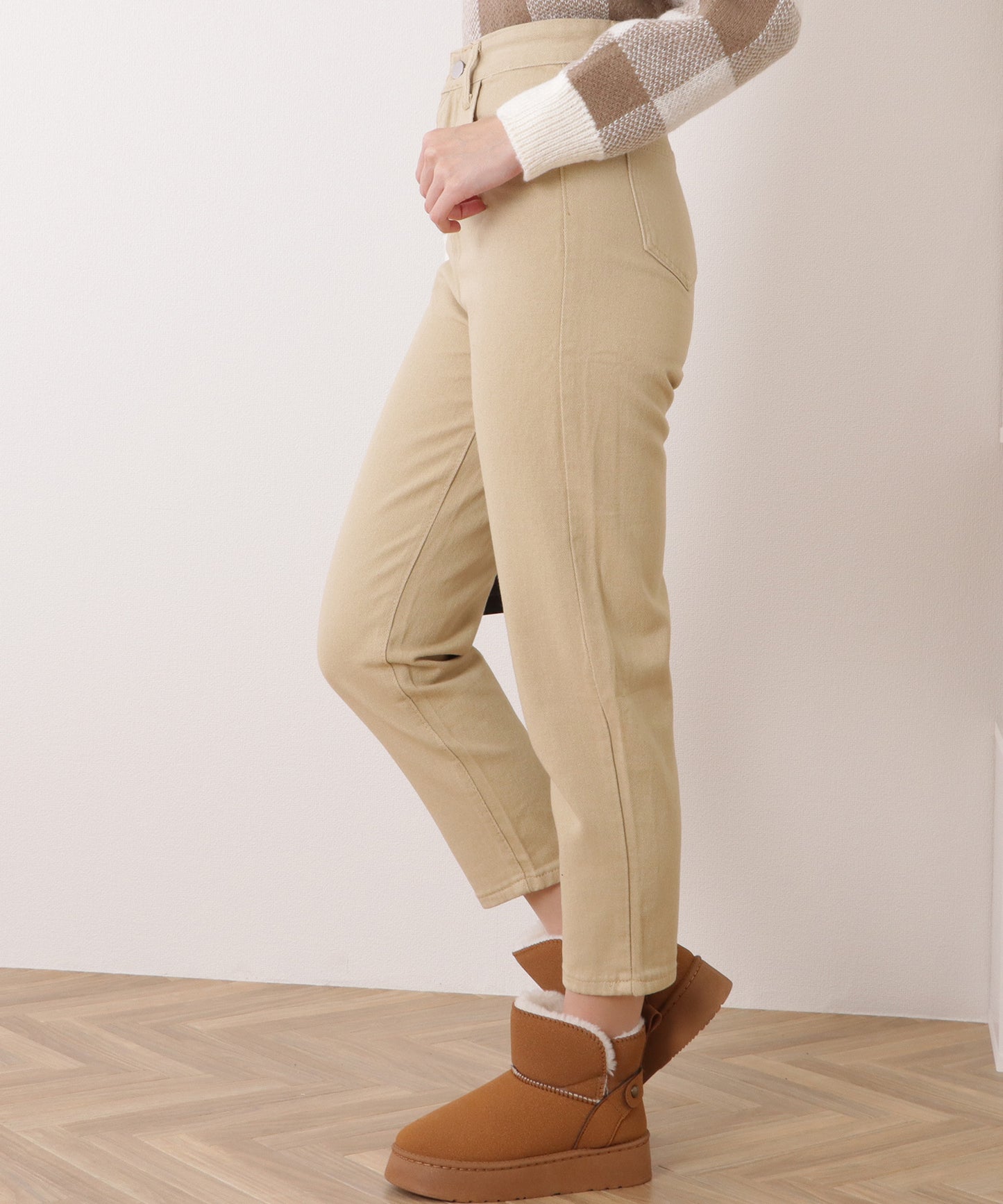 選べる2タイプ ハイウエストストレートデニムパンツ