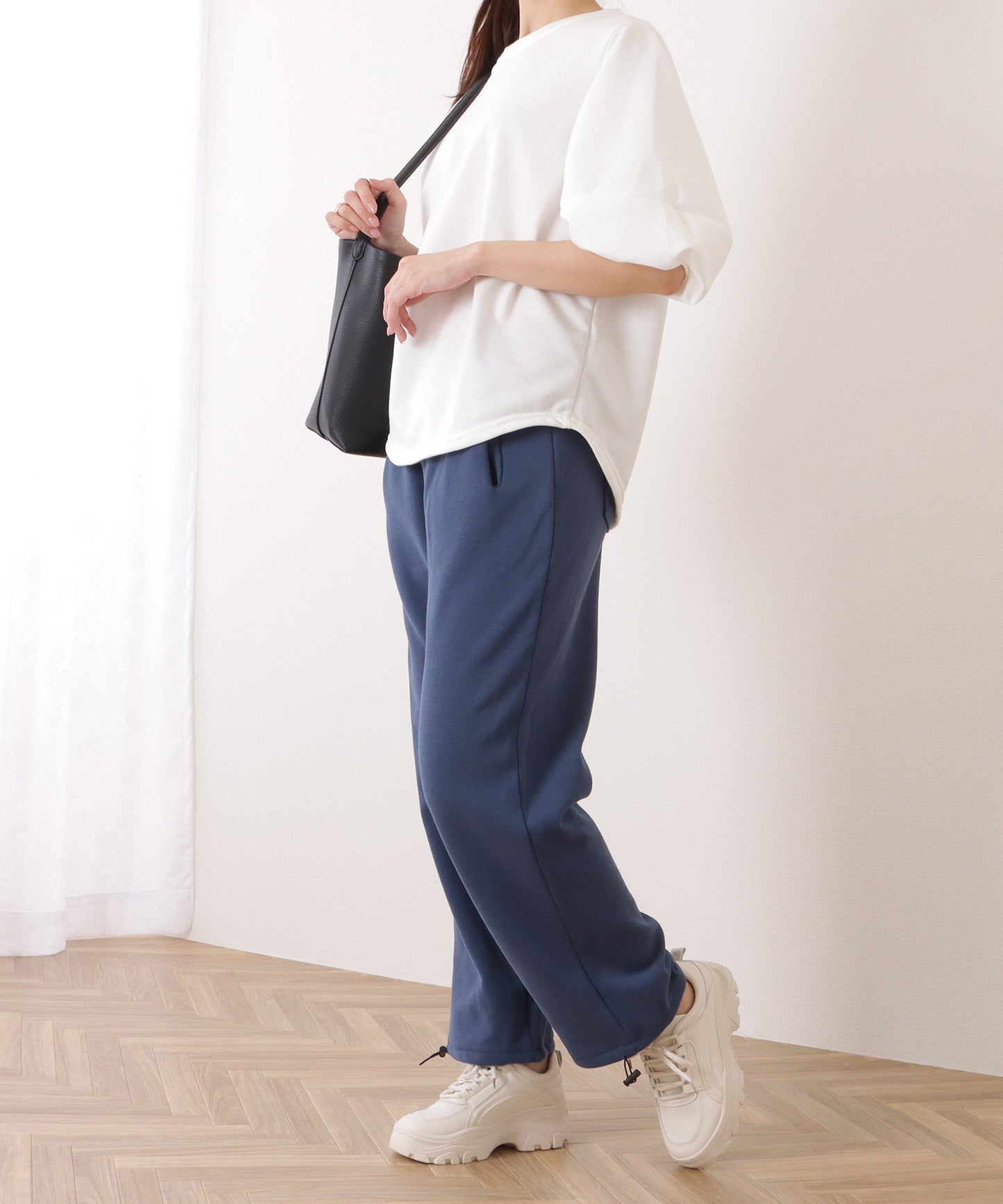 ドロスト付き裏起毛ワイドイージーパンツ