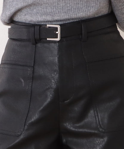 ベルト付き ハイウエスト ショート パンツ