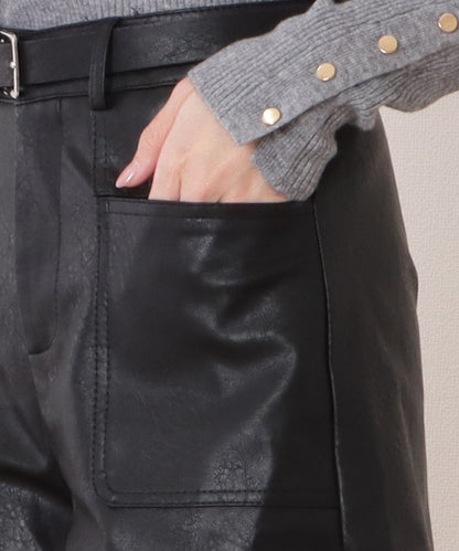 ベルト付き ハイウエスト ショート パンツ