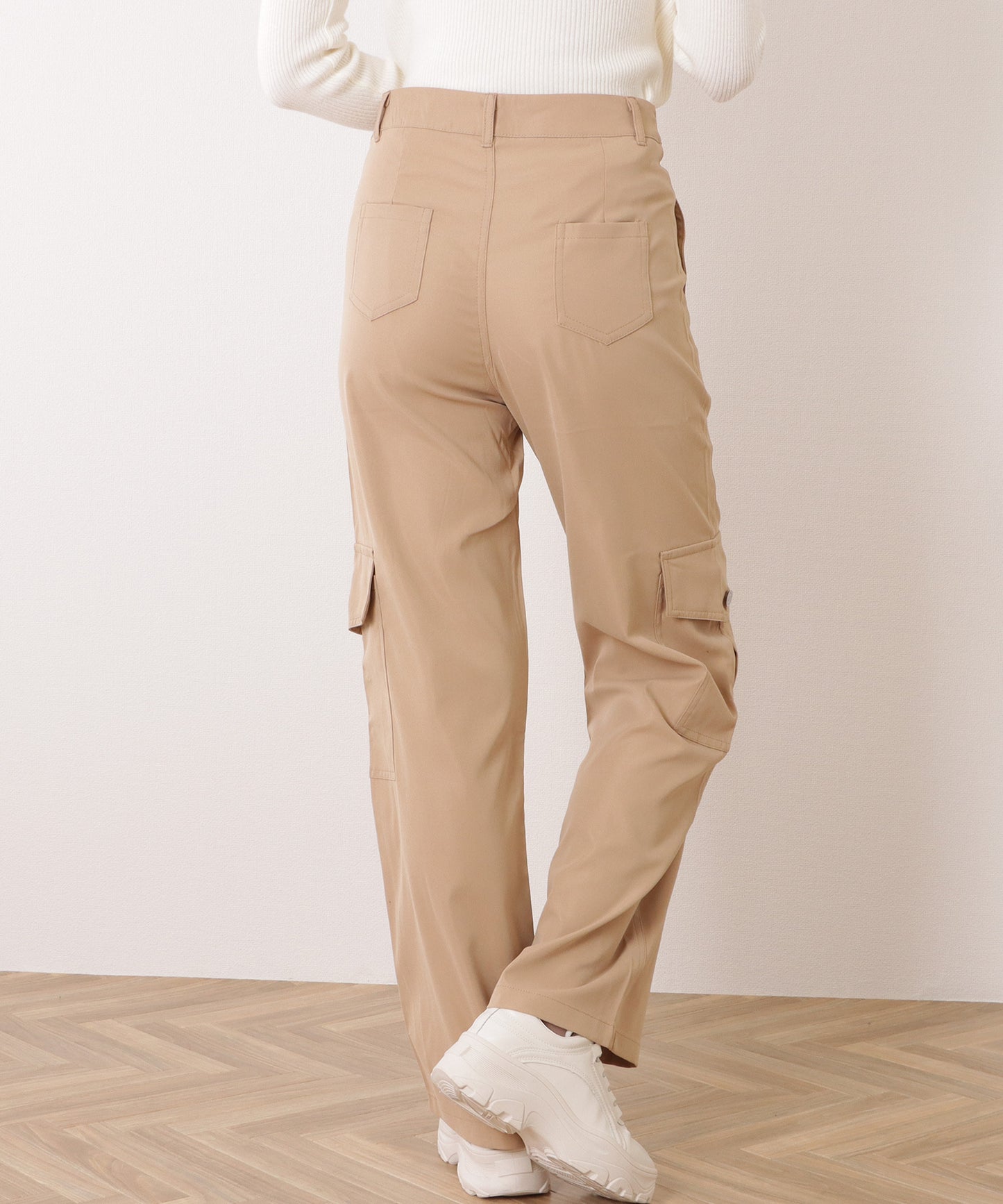 ハイウエスト ルーズ フィット ストレート カーゴ パンツ