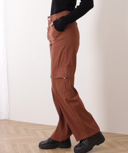ハイウエスト ルーズ フィット ストレート カーゴ パンツ