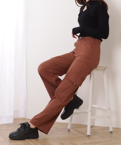 ハイウエスト ルーズ フィット ストレート カーゴ パンツ