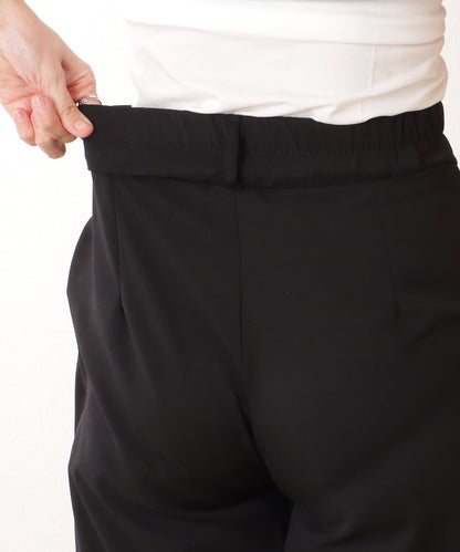ダブルボタン ハイウエスト ストレート タックパンツ