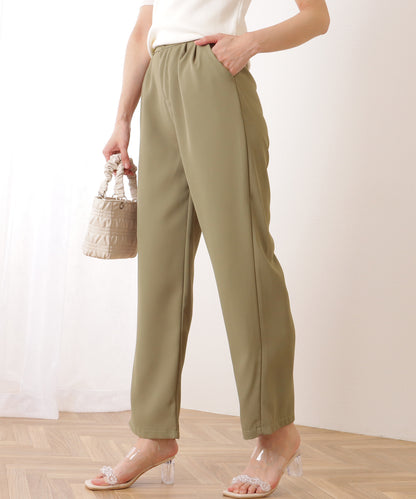 ダブルボタン ハイウエスト ストレート タックパンツ