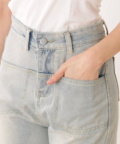 ハイウエスト エイジング ストレート デニム パンツ