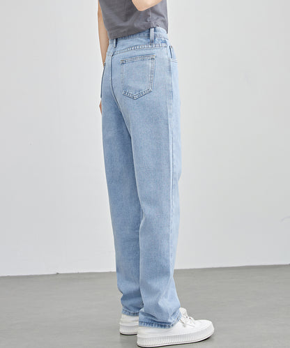 ハイウエスト ストレート セミワイド デニム パンツ
