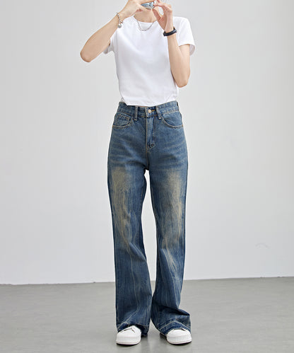 ヴィンテージ風 ハイウエスト フレア デニム パンツ