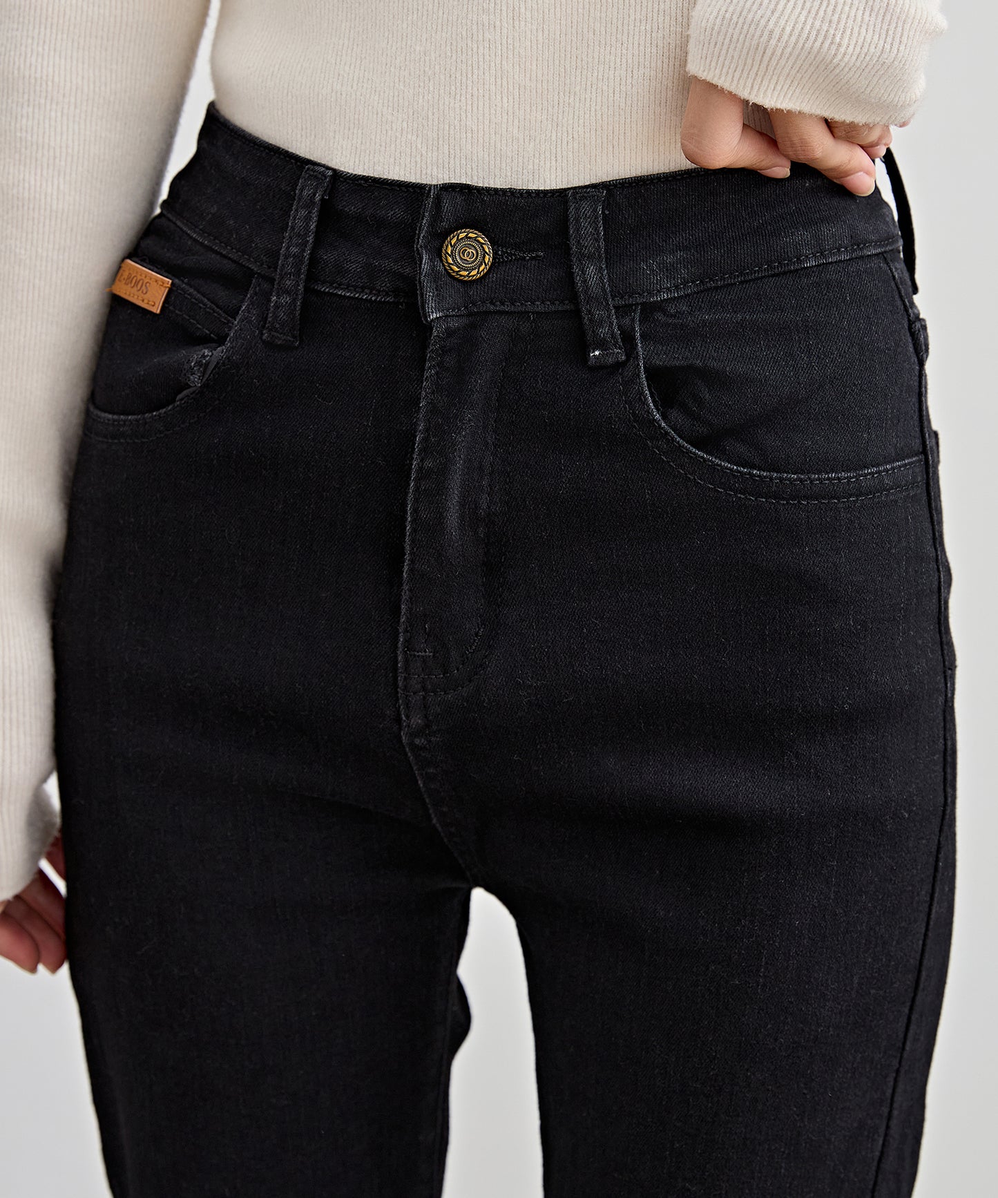 ハイウエスト サイドボタン 9分丈 デニム パンツ