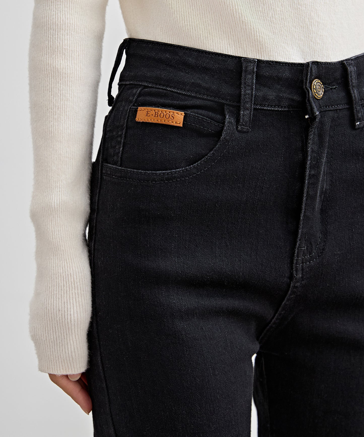 ハイウエスト サイドボタン 9分丈 デニム パンツ