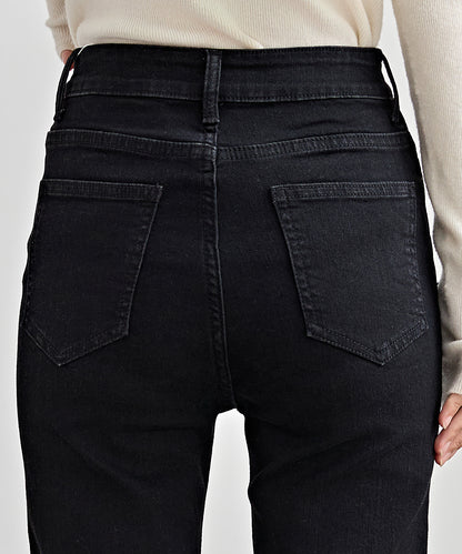 ハイウエスト サイドボタン 9分丈 デニム パンツ