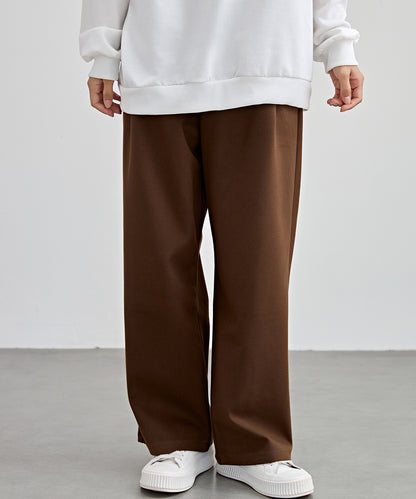 ハイウエスト ワイド ストレート タック パンツ 裏起毛