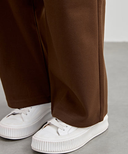 ハイウエスト ワイド ストレート タック パンツ 裏起毛