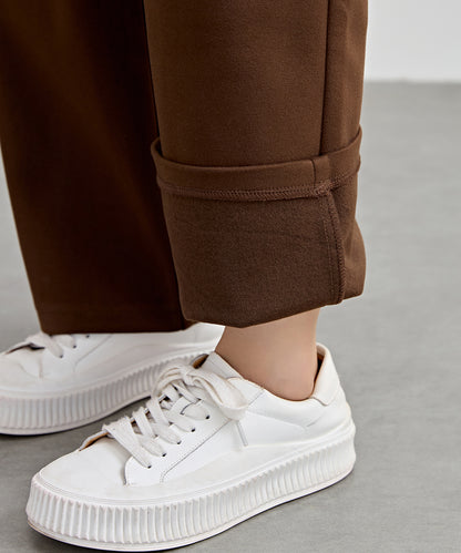 ハイウエスト ワイド ストレート タック パンツ 裏起毛