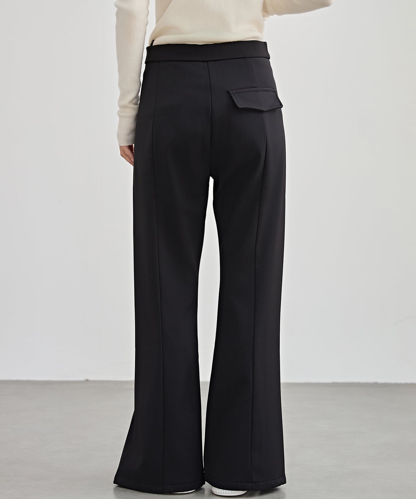 裾スリット ハイウエスト 裏起毛 ストレート パンツ