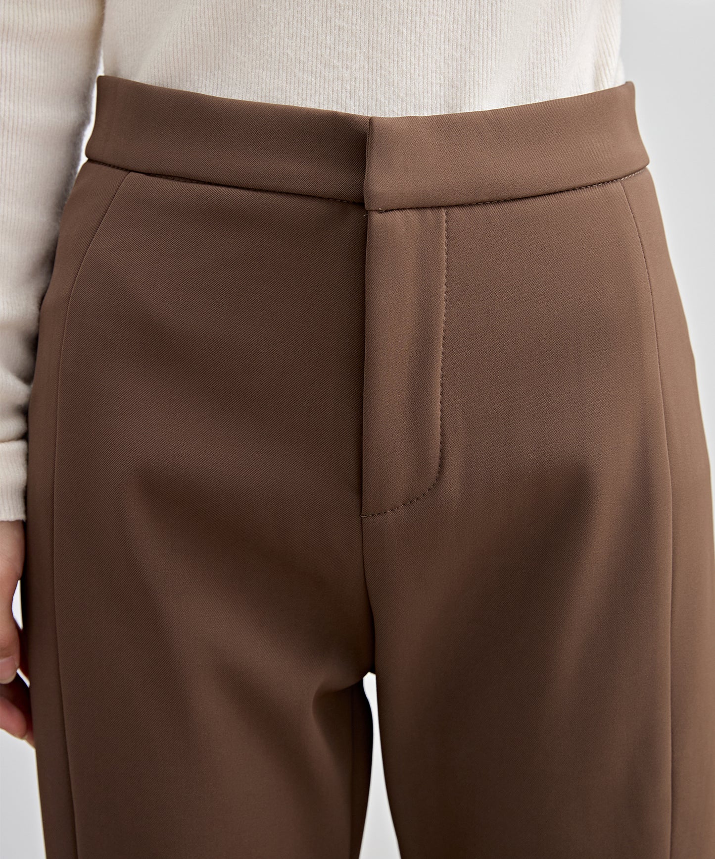 裾スリット ハイウエスト 裏起毛 ストレート パンツ