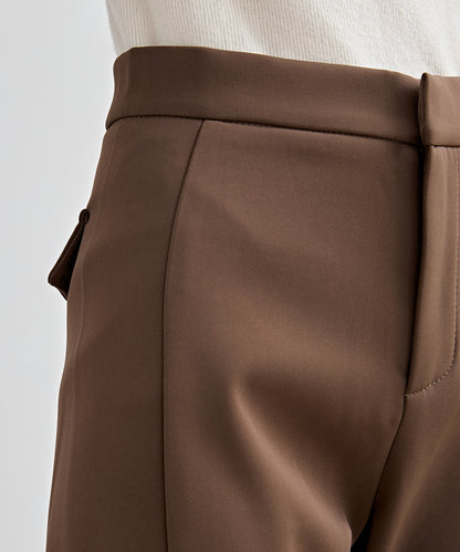 裾スリット ハイウエスト 裏起毛 ストレート パンツ