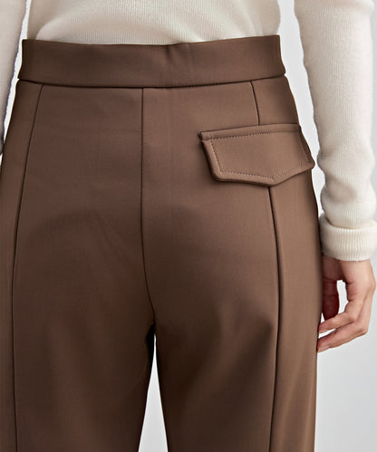 裾スリット ハイウエスト 裏起毛 ストレート パンツ