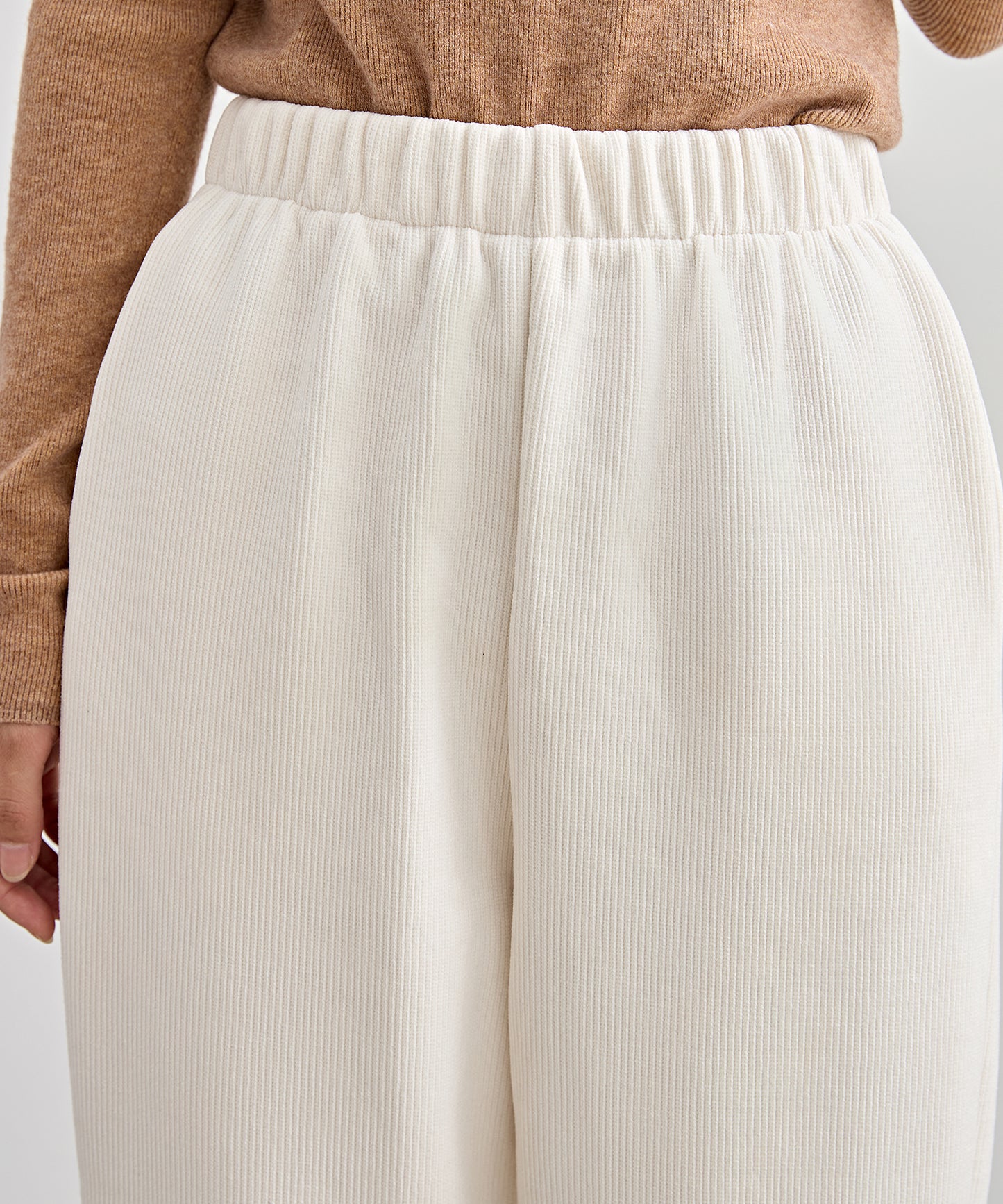 ソリッドカラー クロップド丈 テーパード イージーパンツ 裏起毛